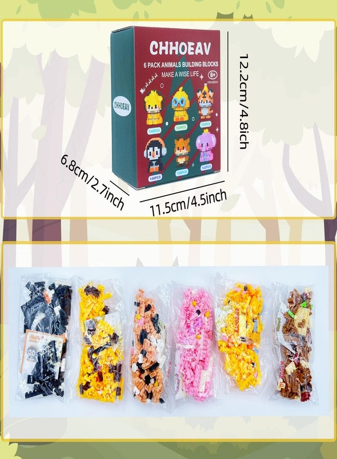 CHHOEAV 6 Pack Cute Mini Animal Building Blocks Toys for Kids Easter Egg Fillers, Valentines School Classroom Exchange Party Favors Gifts for Boys Girls Age 6-12+ - Image 4